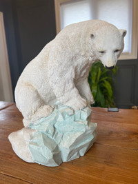 Polar Bear Sculpture Hydrostone Vintage Figurine