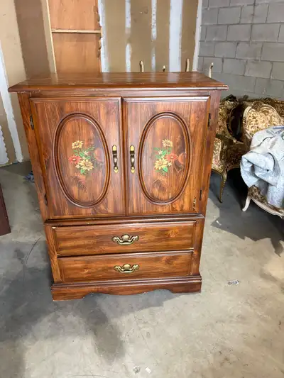 Free delivery used Vintage Wooden Armoire with Drawers, View more