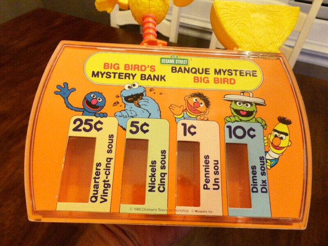 4 Vintage Toy Big Bird Mystery Bank, Puppy Go Round Mickey Phone in Arts & Collectibles in Kitchener / Waterloo - Image 3