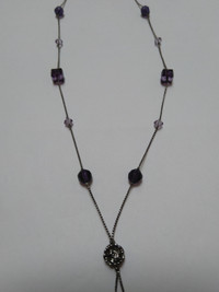 NEW,  Y necklace with Purple Beads