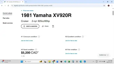 Rare collectable, bike has clean record, in storage for 12 years, started 2 – 3 times a year and dri...