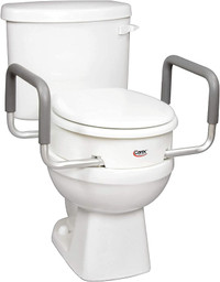 NEW Carex 3.5 Inch Raised Toilet Seat with Arms Standard Round
