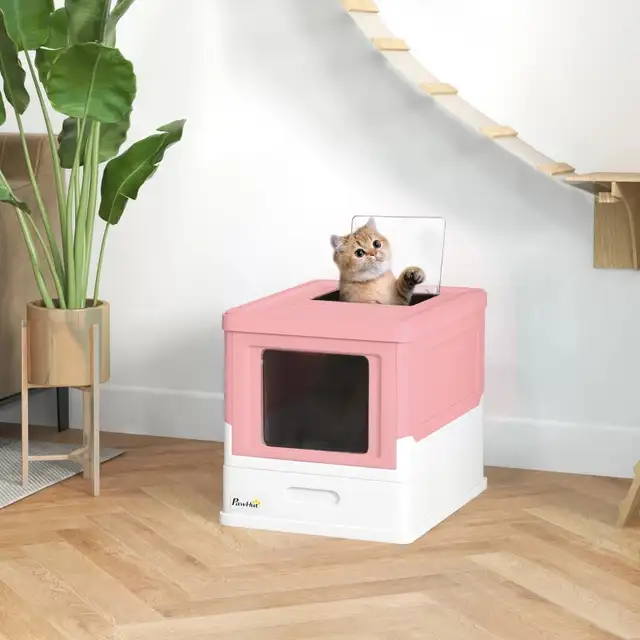 18.7"L x 14"W x 14.5"H, Top Entry Enclosed Kitty Litter Box,Pink in Other in Markham / York Region - Image 8