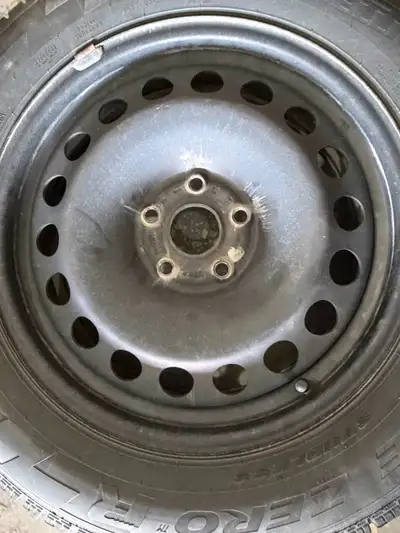 Set of 4 steel rims from 2020 Volkswagen Tiguan Highline 17 inch, 5x112 bolt pattern Tires are worn...