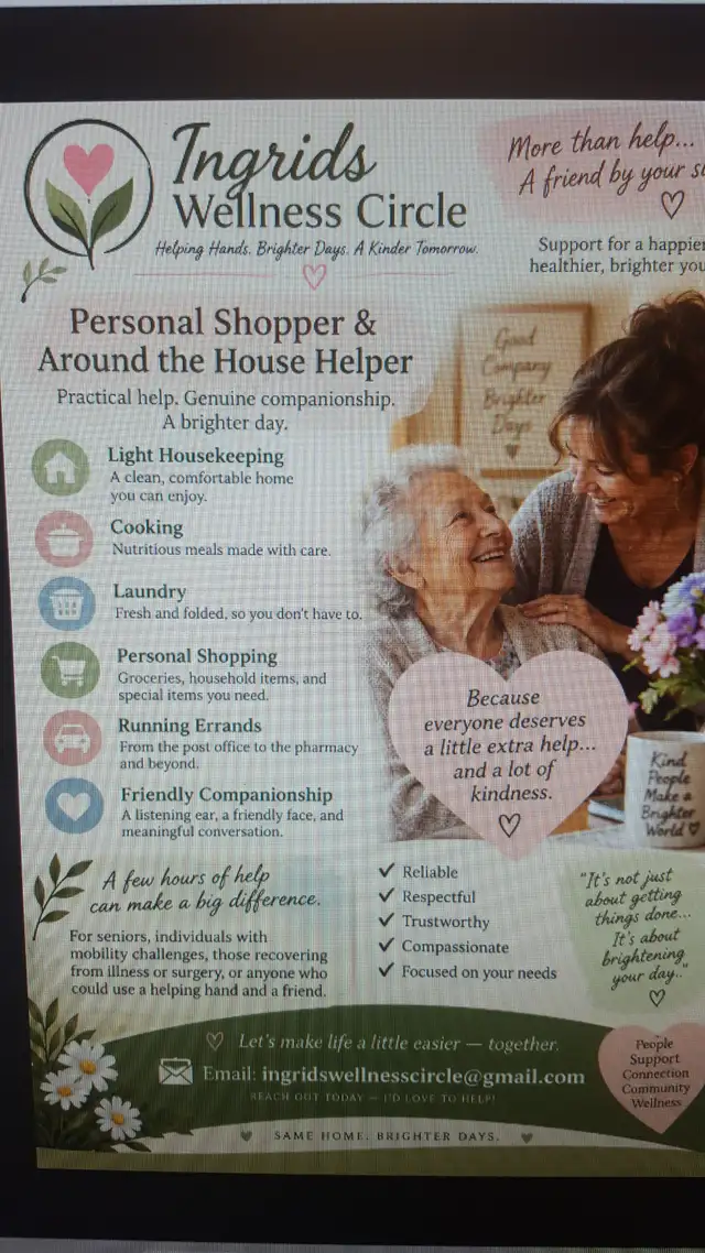 PERSONAL SHOPPER & ASSISTING AROUND THE HOUSEHOLD