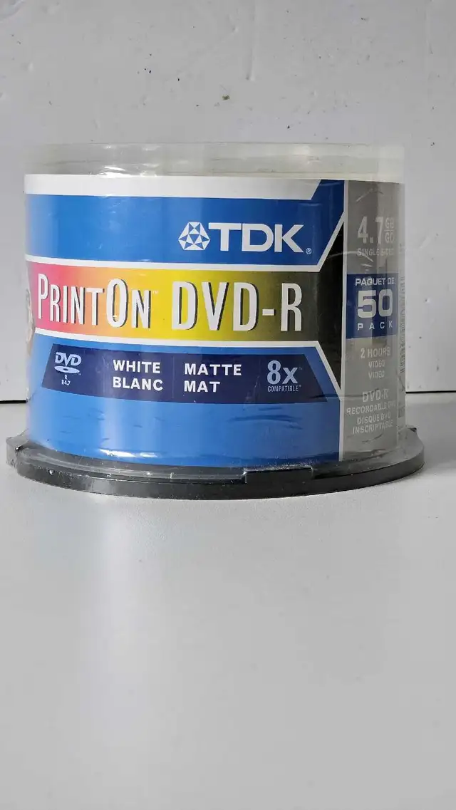TDK DVD-R PRINT-ON White Matte 4.7 GB 50-Pack Blank Discs in CDs, DVDs & Blu-ray in City of Montréal - Image 4