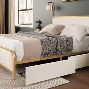 "Luxury Upholstered Bed Frame – All Size– On Sale!", View more