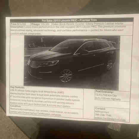 2015 Lincoln MKC in Cars & Trucks in Hamilton