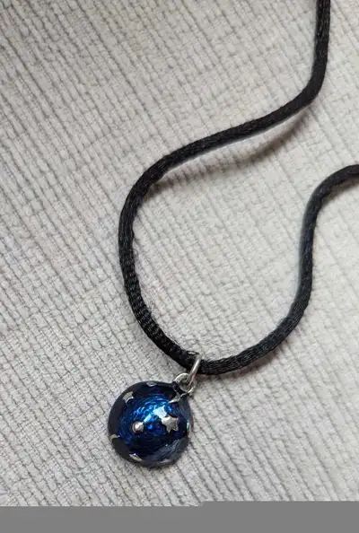 Necklace with Half Blue Sphere , View more