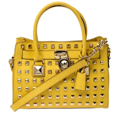 MICHAEL KORS YELLOW STUDDED YELLOW HAMILTON TOTE PURSE LIMITED, View more