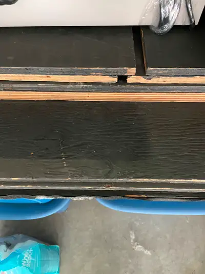 Drum riser. 6’x8’. Modular so it stores flat with min space. 1’ high with a black skirt that fastens...