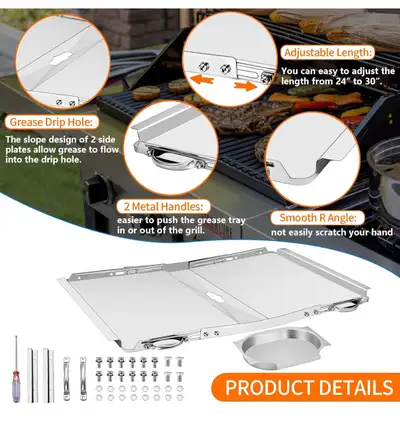 Grill Grease Tray with Catch Pan, Copiu 24"-30" Adjustable Grill, View more