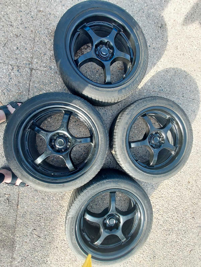 17 X 7.5 UNIVERSAL FIT BLACK FOCAL RIMS $200 OBO in Tires & Rims in Kitchener / Waterloo - Image 2