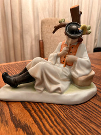 Zsolnay Pecs white porcelain Paysant man with flute figurine