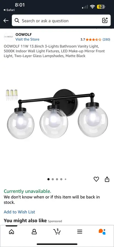 BNIB OOWOLF Bathroom Vanity Light, View more