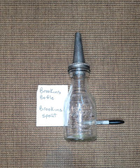 Vintage BROOKINS Motor oil bottle and spoutt