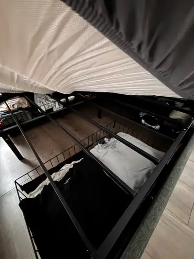 Gray Bed platform, View more