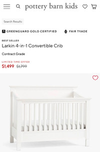 Like new Pottery Barn Larkin Crib - white