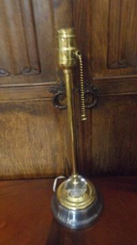 Fabulous 50's Brass, Glass & Cast Iron Bedside Lamp