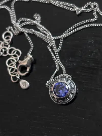 Vintage 2000s Victoria Wieck Sterling Silver Blue Halo Necklace, View more