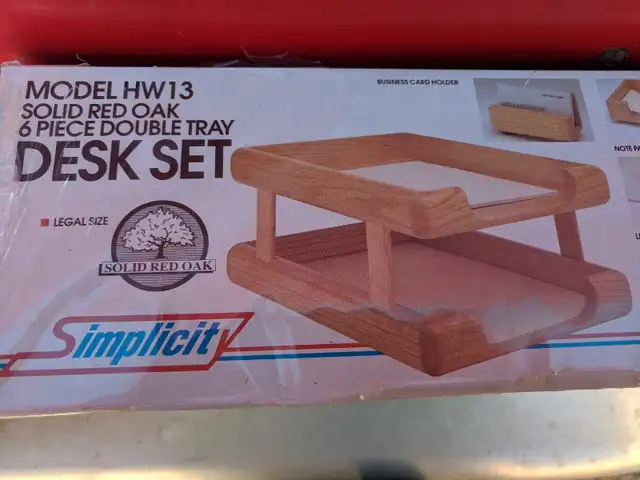 NEW Desk Stationary Accessories Organizer Solid Red Oak 6 Piece63235041195395123