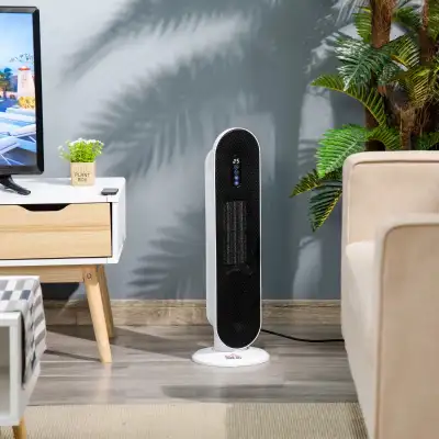 Ceramic Space Heater, Indoor Tower Heater with 45 Degree Oscillation, Remote Control, 24H Timer, Tip...