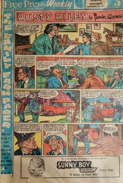 Winnipeg free press Nov 26 1958 comics section . includes Rusty Riley and Mark Trail great art to fr...