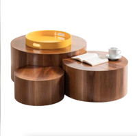 Wooden Hollow Circular Tables, Side Tables, Nesting Tables