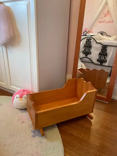 Wooden cradle for dolls, View more