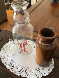 Vintage Bottle Crock and Coffee paraphernalia