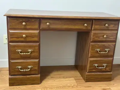 Small 5-drawer desk used for sewing machine or children's homework 48" x 20" x 30" Ht Sturdy constru...