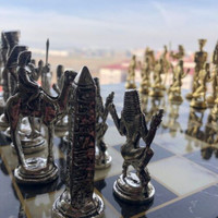 NEW Gorgeous Cleopatra Chess Set - Metal Pieces - Marble . .