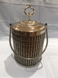 Vintage Silver Plate Bamboo Ice Bucket with Handle