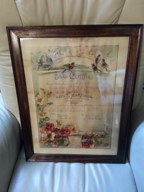 ANTIQUE MARRIAGE CERTIFICATE - DATED JUNE 20 1902! in Arts & Collectibles in Bedford - Image 2
