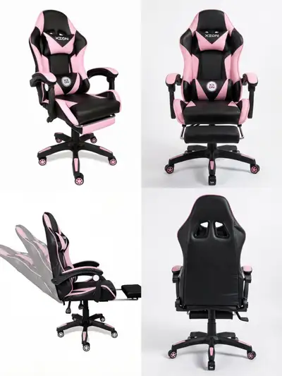 Black Pink Gaming Chair with Footrest , View more