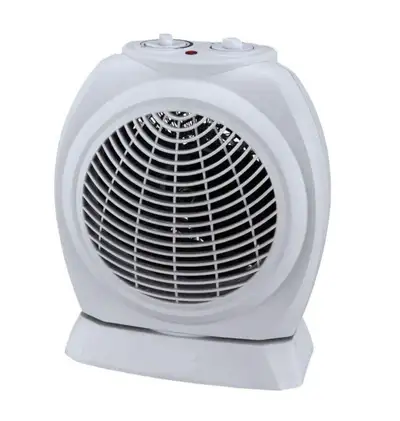 The warm wave 1,500-watt oscillating portable electric fan heater features a sturdy, compact design...