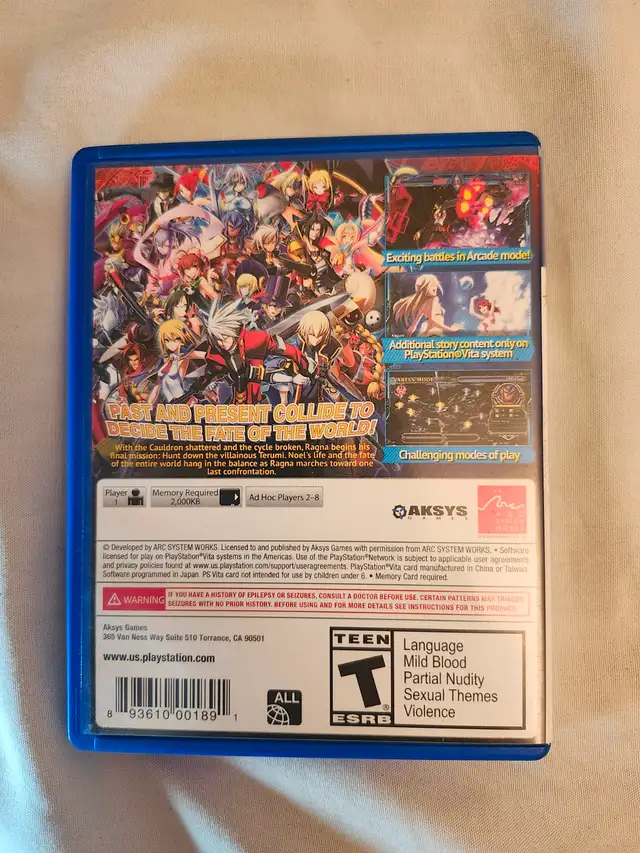 PS Vita BlazBlue: Chrono Phantasma (Sony PlayStation Vita, 2014) in Sony PSP & Vita in Ottawa - Image 3