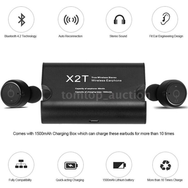 TWS Earbud Bluetooth Headset Ecouteurs X2T Twins Wireless dans Écouteurs  à Ville de Montréal
