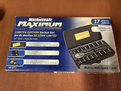 Mastercraft maximum 17 piece black chrome socket set Limited edition New in box