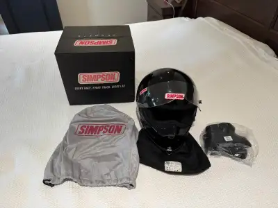 New in Box, never used, Simpson Bandit, real racing helmet rated SA 3.3 for Supercharged drag race a...