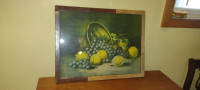 Fruit basket and whine handmade lithograph