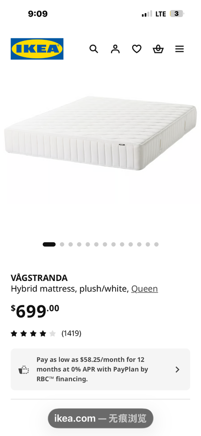 Ikea Queen size mattress and frame super clean, View more