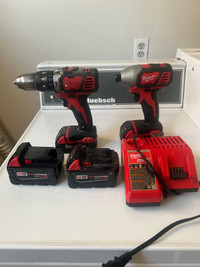 M18 hammer and impact drill set w 4 batteries &  charger 