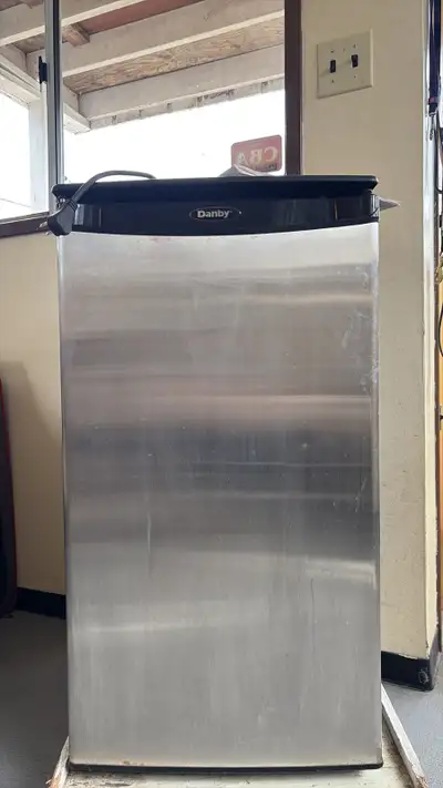 Gently used small fridge: perfect for garage, office or dorm, View more