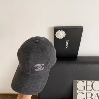 New Chanell 22P Dark Grey Sequin CC Logo Hat Cap