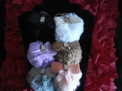 fluffy key chain crystal or heart shape, View more