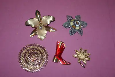 5 Brooches $3 each, View more