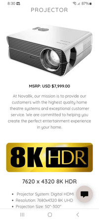 Used NOVA 8K projector 