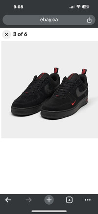 Air Force 1 Black/Crimson Suede Reflective Size 11.5 US Men