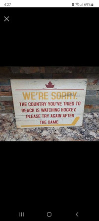 Brand New Wooden "Hockey Country" Sign 